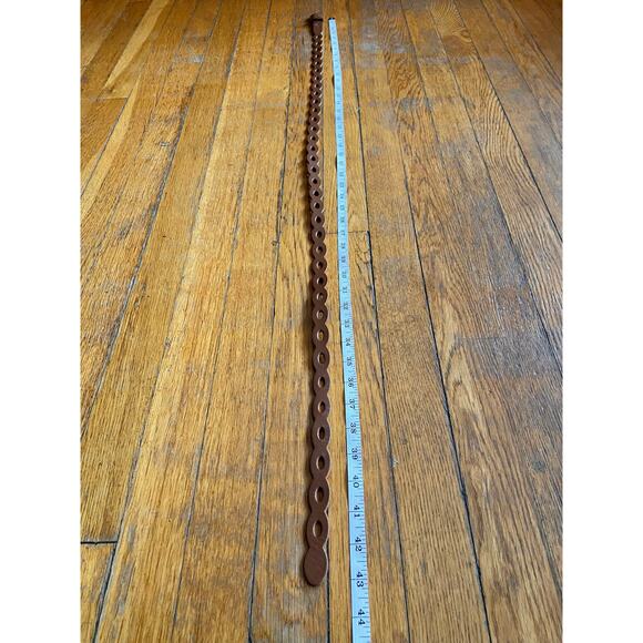 FOSSIL Brown Leather Scallop Cut Out Belt Womens sz L - Picture 10 of 10